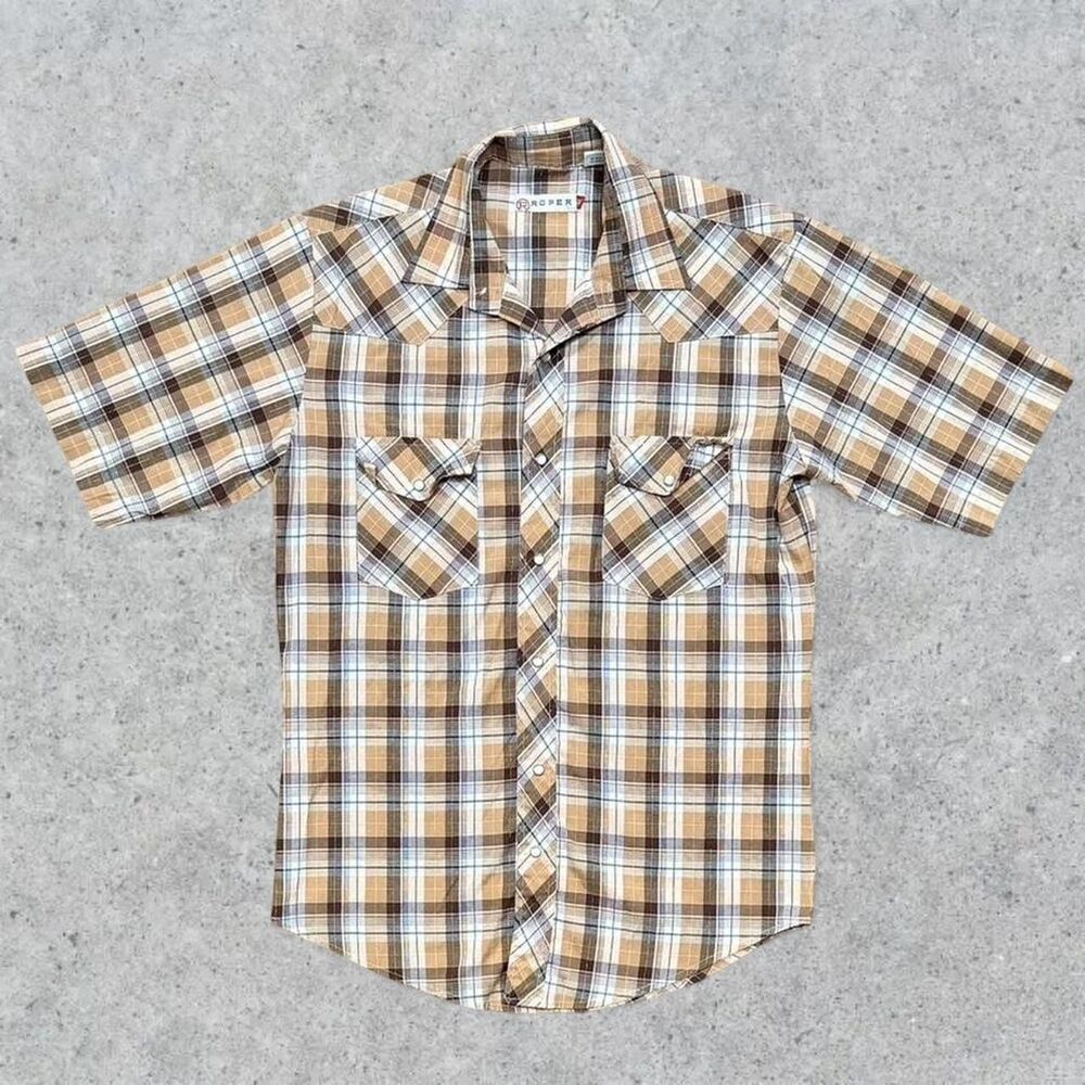 Roper Brown Plaid Pearl Snap Button Up Western Shirt